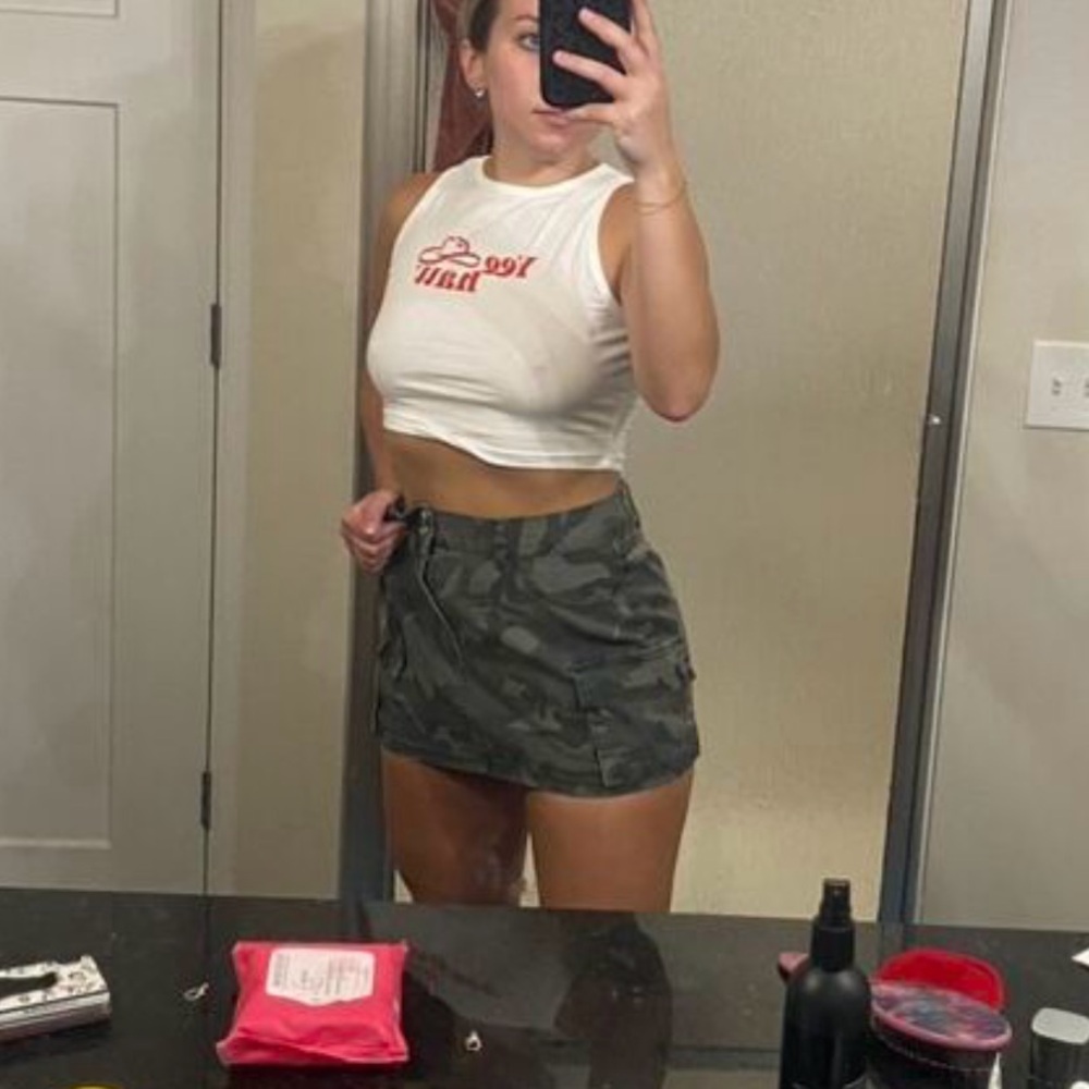 camo mini skirt